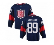 Men Adidas Team USA #89 Justin Abdelkader Navy Blue Away 2016 World Cup Ice nhl Jersey