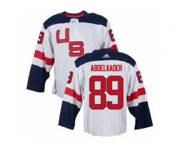 Men Adidas Team USA #89 Justin Abdelkader White Home 2016 World Cup Ice Hockey Jersey