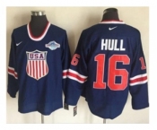 Team USA #16 Brett Hull Navy Blue 2014 Olympic Nike Throwback Stitched NHL Jersey