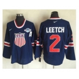 Team USA #2 Brian Leetch Navy Blue 2014 Olympic Nike Throwback Stitched NHL Jersey