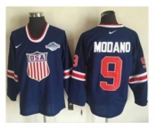 Team USA #9 Mike Modano Navy Blue 2014 Olympic Nike Throwback Stitched NHL Jersey