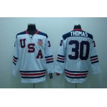 nhl team usa #30 thomas 2010 olympic white