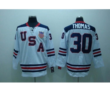 nhl team usa #30 thomas 2010 olympic white