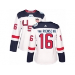 Women's Adidas Team USA #16 James van Riemsdyk Premier White Home 2016 World Cup Hockey Jersey