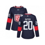 Women's Adidas Team USA #20 Ryan Suter Premier Navy Blue Away 2016 World Cup Hockey Jersey