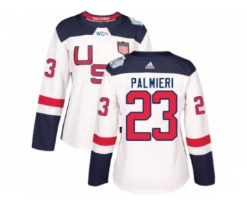 Women's Adidas Team USA #23 Kyle Palmieri Premier White Home 2016 World Cup Hockey Jersey