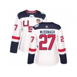 Women's Adidas Team USA #27 Ryan McDonagh Authentic White Home 2016 World Cup Hockey Jersey