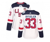 Women's Adidas Team USA #33 Dustin Byfuglien Authentic White Home 2016 World Cup Hockey Jersey