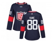 Women's Adidas Team USA #88 Patrick Kane Premier Navy Blue Away 2016 World Cup Hockey Jersey