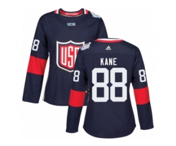 Women's Adidas Team USA #88 Patrick Kane Premier Navy Blue Away 2016 World Cup Hockey Jersey