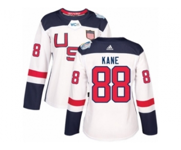 Women's Adidas Team USA #88 Patrick Kane Premier White Home 2016 World Cup Hockey Jersey