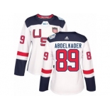 Women's Adidas Team USA #89 Justin Abdelkader Premier White Home 2016 World Cup Hockey Jersey