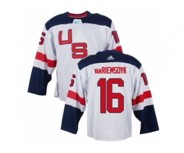 Youth Adidas Team USA #16 James van Riemsdyk Premier White Home 2016 World Cup Ice Hockey Jersey