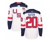 Youth Adidas Team USA #20 Ryan Suter Authentic White Home 2016 World Cup Ice Hockey Jersey