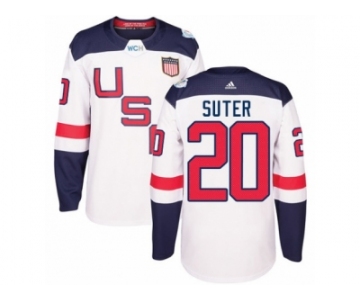 Youth Adidas Team USA #20 Ryan Suter Authentic White Home 2016 World Cup Ice Hockey Jersey