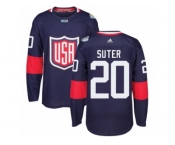 Youth Adidas Team USA #20 Ryan Suter Premier Navy Blue Away 2016 World Cup Ice Hockey Jersey