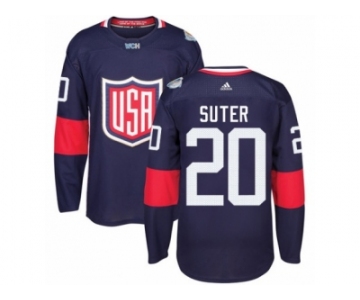 Youth Adidas Team USA #20 Ryan Suter Premier Navy Blue Away 2016 World Cup Ice Hockey Jersey