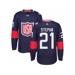 Youth Adidas Team USA #21 Derek Stepan Premier Navy Blue Away 2016 World Cup Ice Hockey Jersey