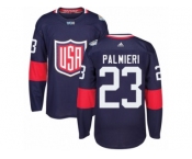 Youth Adidas Team USA #23 Kyle Palmieri Premier Navy Blue Away 2016 World Cup Ice Hockey Jersey