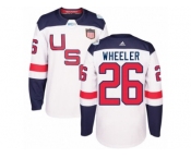 Youth Adidas Team USA #26 Blake Wheeler Premier White Home 2016 World Cup Ice Hockey Jersey