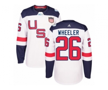 Youth Adidas Team USA #26 Blake Wheeler Premier White Home 2016 World Cup Ice Hockey Jersey