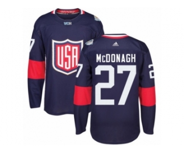 Youth Adidas Team USA #27 Ryan McDonagh Authentic Navy Blue Away 2016 World Cup Ice Hockey Jersey