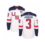 Youth Adidas Team USA #3 Jack Johnson Authentic White Home 2016 World Cup Ice Hockey Jersey