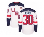 Youth Adidas Team USA #30 Ben Bishop Authentic White Home 2016 World Cup Ice Hockey Jersey