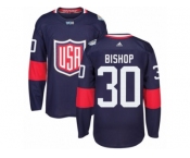 Youth Adidas Team USA #30 Ben Bishop Premier Navy Blue Away 2016 World Cup Ice Hockey Jersey