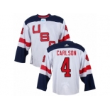 Youth Adidas Team USA #4 John Carlson Authentic White Home 2016 World Cup Ice Hockey Jersey