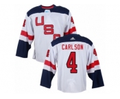 Youth Adidas Team USA #4 John Carlson Authentic White Home 2016 World Cup Ice Hockey Jersey