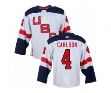 Youth Adidas Team USA #4 John Carlson Authentic White Home 2016 World Cup Ice Hockey Jersey