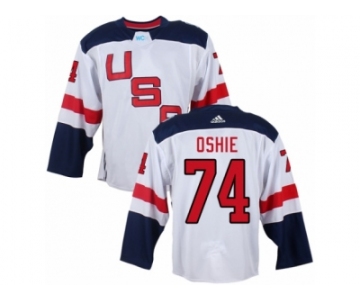 Youth Adidas Team USA #74 T. J. Oshie Authentic White Home 2016 World Cup Ice Hockey Jersey