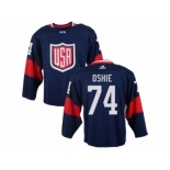 Youth Adidas Team USA #74 T. J. Oshie Premier Navy Blue Away 2016 World Cup Ice Hockey Jersey