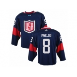 Youth Adidas Team USA #8 Joe Pavelski Premier Navy Blue Away 2016 World Cup Ice Hockey Jersey