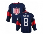 Youth Adidas Team USA #8 Joe Pavelski Premier Navy Blue Away 2016 World Cup Ice Hockey Jersey