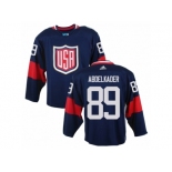 Youth Adidas Team USA #89 Justin Abdelkader Authentic Navy Blue Away 2016 World Cup Ice Hockey Jersey