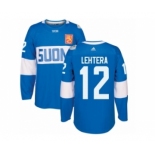 Men's Adidas Team Finland #12 Jori Lehtera Premier Blue Away 2016 World Cup of Hockey Jersey