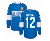 Men's Adidas Team Finland #12 Jori Lehtera Premier Blue Away 2016 World Cup of Hockey Jersey