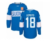 Men's Adidas Team Finland #18 Sami Lepisto Authentic Blue Away 2016 World Cup of Hockey Jersey