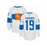 Men's Adidas Team Finland #19 Mikko Koskinen Authentic White Home 2016 World Cup of Hockey Jersey