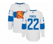 Men's Adidas Team Finland #22 Ville Pokka Premier White Home 2016 World Cup of Hockey Jersey