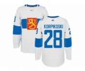 Men's Adidas Team Finland #28 Lauri Korpikoski Authentic White Home 2016 World Cup of Hockey Jersey