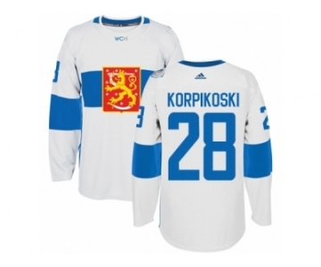 Men's Adidas Team Finland #28 Lauri Korpikoski Authentic White Home 2016 World Cup of Hockey Jersey