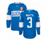 Men's Adidas Team Finland #3 Olli Maatta Premier Blue Away 2016 World Cup of Hockey Jersey