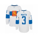 Men's Adidas Team Finland #3 Olli Maatta Premier White Home 2016 World Cup of Hockey Jersey