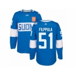 Men's Adidas Team Finland #51 Valtteri Filppula Premier Blue Away 2016 World Cup of Hockey Jersey