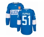 Men's Adidas Team Finland #51 Valtteri Filppula Premier Blue Away 2016 World Cup of Hockey Jersey