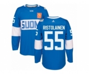 Men's Adidas Team Finland #55 Rasmus Ristolainen Premier Blue Away 2016 World Cup of Hockey Jersey