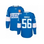 Men's Adidas Team Finland #56 Erik Haula Premier Blue Away 2016 World Cup of Hockey Jersey